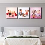 Bộ 3 tranh canvas trang trí phòng trẻ em Gia đình hạnh phúc - TTE010 - Ảnh 2