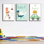 Bộ 3 tranh canvas trang trí phòng trẻ em Cáo, Mèo và Hổ con - TTE007 - Ảnh 2