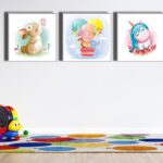 Bộ 3 tranh canvas trang trí phòng trẻ em Thỏ con, Ngựa một sừng và những người bạn - TTE001 - Ảnh 2