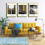 Bộ 3 tranh canvas treo tường Decor Họa tiết kiến trúc tone vàng, xám - DC201 - Ảnh 2