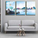Bộ 3 tranh mica cao cấp Sông nước hữu tình - MK004