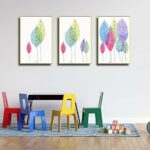 Bộ 3 tranh canvas trang trí phòng trẻ em Lá cây sắc màu - TTE022 - Ảnh 2