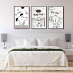 Bộ 3 tranh canvas trang trí phòng trẻ em Chó con, Lợn con và voi cute - TTE021