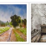 Bộ 2 tranh canvas phong cách màu nước (watercolor) - Đường tàu - WT016 - Ảnh 3