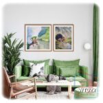 Bộ 2 tranh canvas phong cách màu nước (watercolor) - Tình bạn - WT022