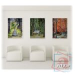 Bộ 3 tranh canvas phong cách màu nước (watercolor) - Trong rừng - WT019