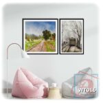Bộ 2 tranh canvas phong cách màu nước (watercolor) - Đường tàu - WT016