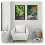Bộ 2 tranh canvas phong cách màu nước (watercolor) - Mèo và Bói cá - WT003