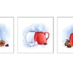 Bộ 3 tranh trang trí quán cà phê, phòng trà phong cách dễ thương/cute - CAFE010 - Ảnh 3