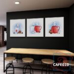 Bộ 3 tranh trang trí quán cà phê, phòng trà phong cách dễ thương/cute - CAFE010
