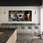 Bộ 3 tranh trang trí quán cà phê, phòng trà phong cách hiện đại - CAFE009
