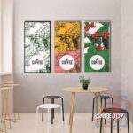 Bộ 3 tranh trang trí quán cà phê, phòng trà phong cách hiện đại - CAFE007