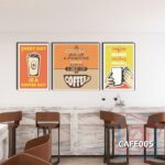 Bộ 3 tranh trang trí quán cà phê, phòng trà phong cách retro/vintage - CAFE005