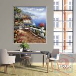 Tranh canvas phong cách sơn dầu - Phong cảnh Vịnh Địa Trung Hải - PC034