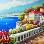 Tranh canvas phong cách sơn dầu - Phong cảnh Vịnh Địa Trung Hải - PC035 - Ảnh 3