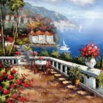 Tranh canvas phong cách sơn dầu - Phong cảnh Vịnh Địa Trung Hải - PC034 - Ảnh 3