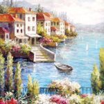 Tranh canvas phong cách sơn dầu - Phong cảnh Vịnh Địa Trung Hải - PC018 - Ảnh 3