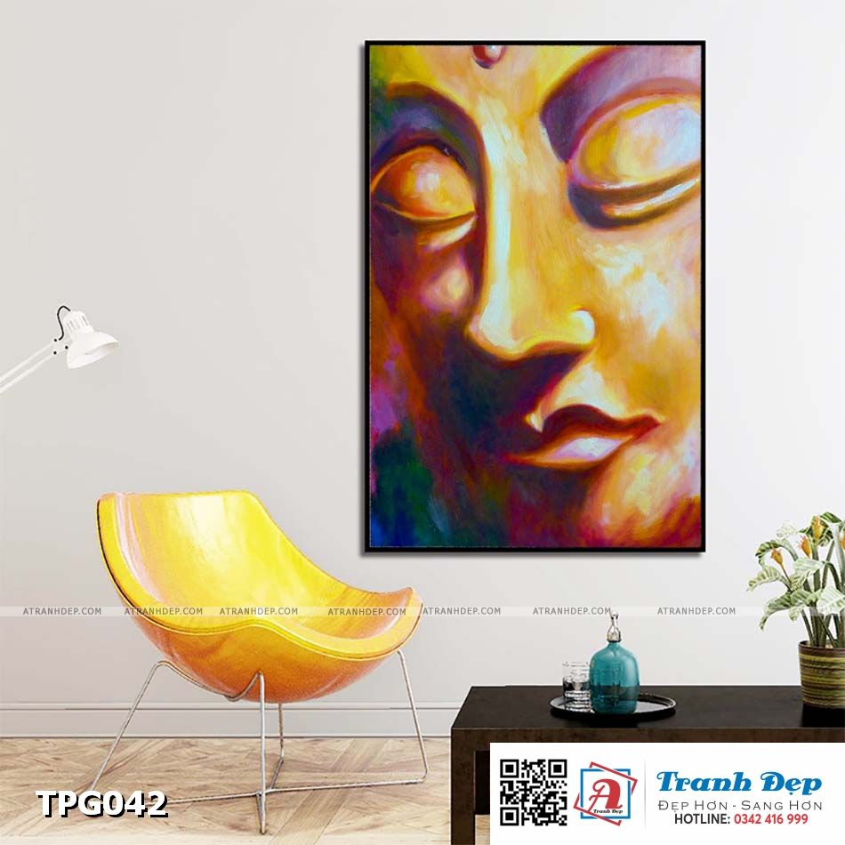 TPG042-atranhdep Tranh canvas trang trí Phật Giáo - Phật diện từ bi - TPG042 - Ảnh 1