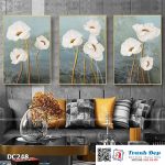 Bộ 3 tranh canvas treo tường Decor Họa tiết hoa nghệ thuật - DC248