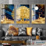 Bộ 3 tranh mica cao cấp Hươu tài lộc - MK076