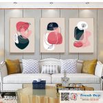 Bộ 3 tranh canvas decor phong cách minimalist, trừu tượng hiện đại - AR041