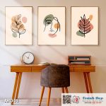 Bộ 3 tranh canvas decor phong cách minimalist, trừu tượng hiện đại - AR044