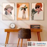 Bộ 3 tranh canvas decor phong cách minimalist, trừu tượng hiện đại - AR048