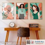 Bộ 3 tranh canvas decor phong cách minimalist, trừu tượng hiện đại - AR049