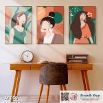 Bộ 3 tranh canvas decor phong cách minimalist, trừu tượng hiện đại - AR050