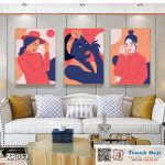 Bộ 3 tranh canvas decor phong cách minimalist, trừu tượng hiện đại - AR053