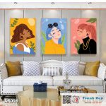Bộ 3 tranh canvas decor phong cách minimalist, trừu tượng hiện đại - AR056