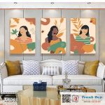 Bộ 3 tranh canvas decor phong cách minimalist, trừu tượng hiện đại - AR061