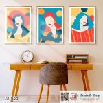 Bộ 3 tranh canvas decor phong cách minimalist, trừu tượng hiện đại - AR065
