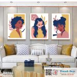 Bộ 3 tranh canvas decor phong cách minimalist, trừu tượng hiện đại - AR066