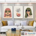 Bộ 3 tranh canvas decor phong cách minimalist, trừu tượng hiện đại - AR067