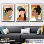 Bộ 3 tranh canvas decor phong cách minimalist, trừu tượng hiện đại - AR075