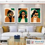 Bộ 3 tranh canvas decor phong cách minimalist, trừu tượng hiện đại - AR080
