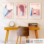 Bộ 3 tranh canvas decor phong cách minimalist, trừu tượng hiện đại - AR094