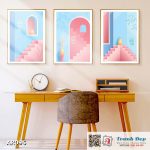 Bộ 3 tranh canvas decor phong cách minimalist, trừu tượng hiện đại - AR096