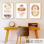 Bộ 3 tranh canvas decor phong cách minimalist, trừu tượng hiện đại - AR104