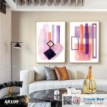 Bộ 2 tranh canvas decor phong cách minimalist, trừu tượng hiện đại - AR109