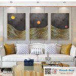 Bộ 3 tranh canvas decor phong cách minimalist, trừu tượng hiện đại - AR113