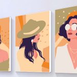 Bộ 3 tranh canvas decor phong cách minimalist, trừu tượng hiện đại - AR062