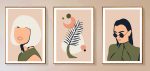 Bộ 3 tranh canvas decor phong cách minimalist, trừu tượng hiện đại - AR074 - Ảnh 3