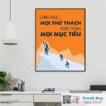 Tranh động lực trang trí phòng làm việc - Chinh phục mọi thử thách, hoàn thành mọi mục tiêu - DL225