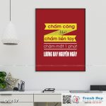 Tranh động lực trang trí phòng làm việc - Chấm công phải chấm liền tay, chấm mất 1 phút lương bay nguyên ngày - DL267