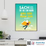 Tranh động lực trang trí phòng làm việc - Sách làm cho trí tuệ con người sâu sắc và sáng sủa hơn - DL337