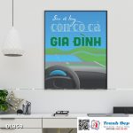 Tranh động lực trang trí phòng làm việc - Sau vô lăng còn có cả gia đình - DL358