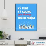 Tranh động lực trang trí phòng làm việc - Kỷ luật, kỷ cương, yêu thương, trách nhiệm - DL516