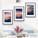 Bộ 3 tranh canvas treo tường Decor Hoàng hôn trên biển - DC348